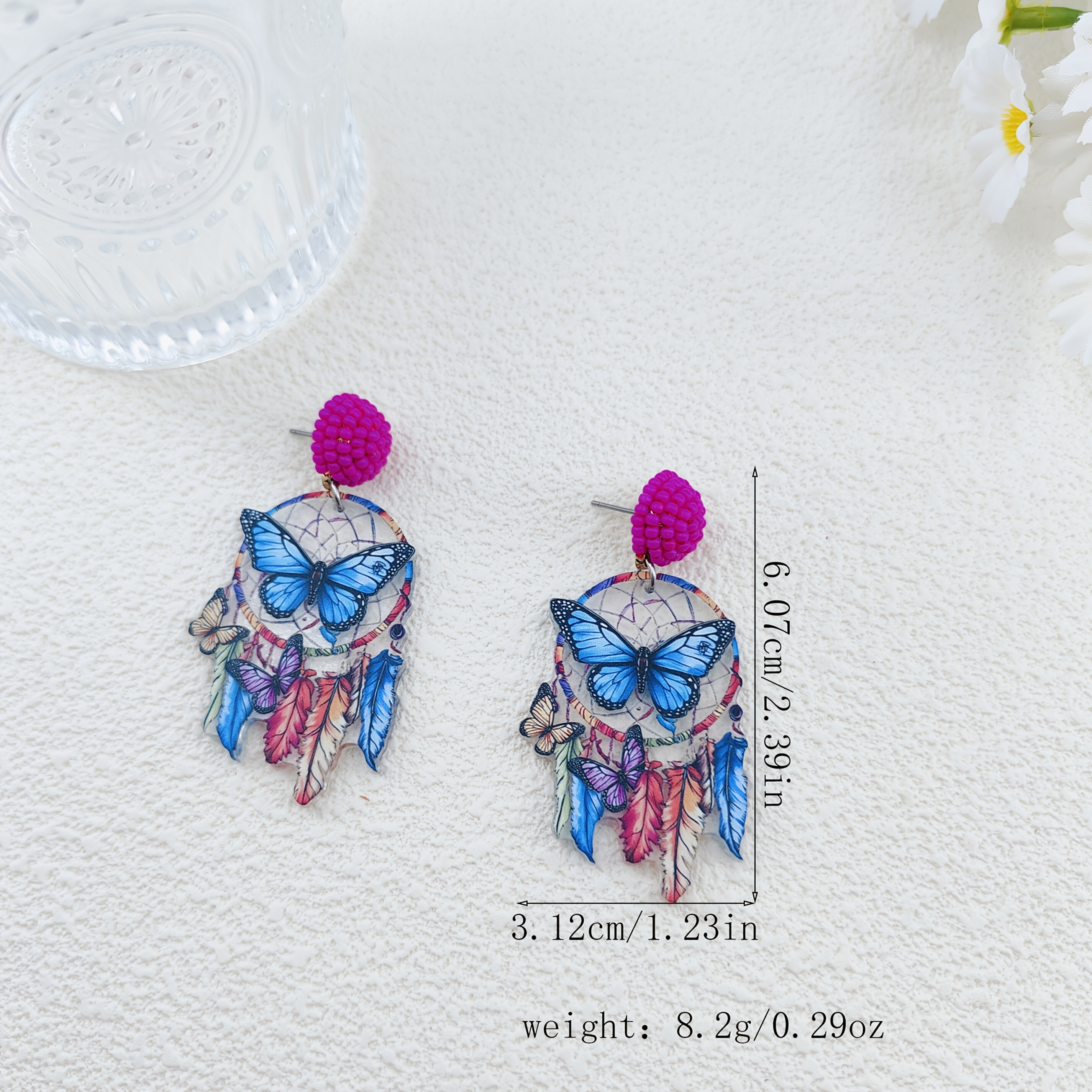 2pcs Vintage Large Plate Bohemian Ethnic Style Tassel Butterfly Earrings